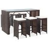 vidaXL Set da Bar da Giardino 7 pz con Cuscini in Polyrattan Marrone