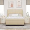 vidaXL Letto a molle con materasso Crema 160 x 200 cm Tessuto