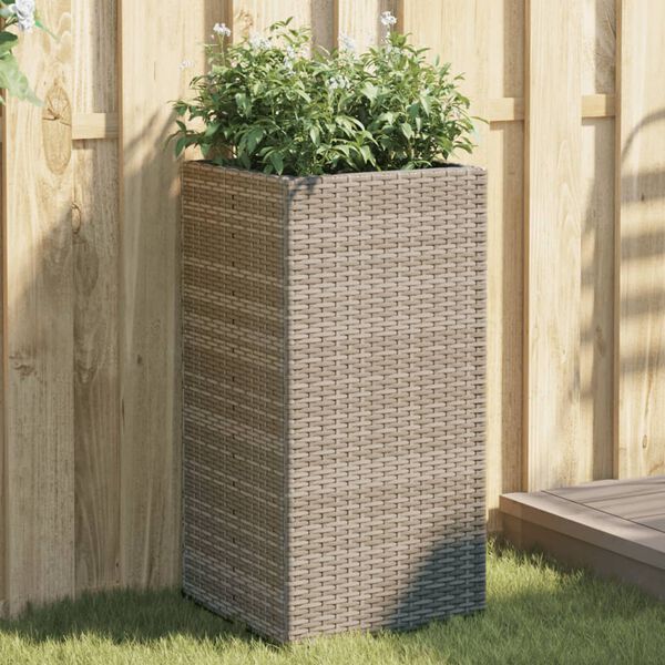 vidaXL Fioriere da Giardino 2 pz Grigie 40x40x80 cm in Polyrattan