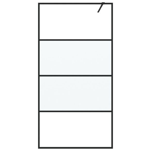 vidaXL Parete Doccia Walk in Nera 100x195cm Vetro Semi Smerigliato ESG