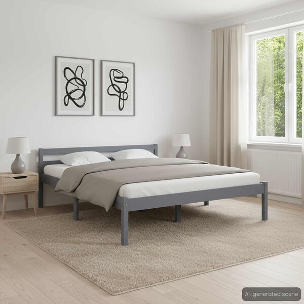 vidaXL Giroletto senza Materasso Grigio 180x200 cm Legno Massello Pino