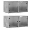 vidaXL Mobili a Muro con Ante in Vetro 2pz Grigio Cemento 68,5x37x35cm