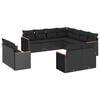 vidaXL Set Divani da Giardino 11 pz con Cuscini in Polyrattan Nero