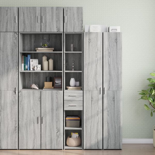 vidaXL Mobile Sottile Grigio Sonoma 30x42,5x225 cm in Truciolato