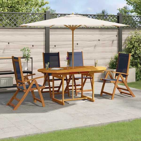 vidaXL Set Pranzo da Giardino 5pz Legno Massello di Acacia e Textilene