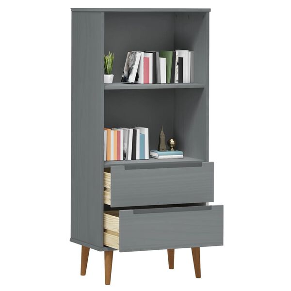 vidaXL Libreria MOLDE Grigia 60x35x133,5 cm in Legno Massello di Pino