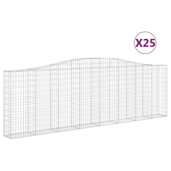 vidaXL Cesti Gabbioni ad Arco 25 pz 400x30x120/140 cm Ferro Zincato
