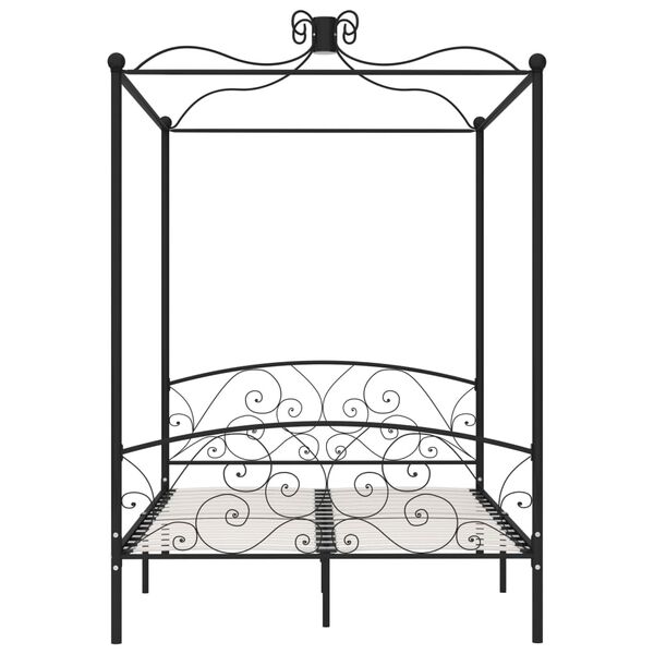 vidaXL Letto a Baldacchino Nero in Metallo 120x200 cm