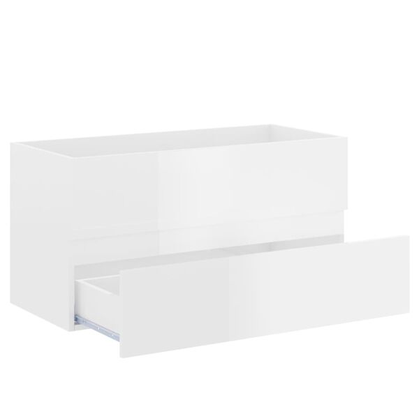 vidaXL Mobile Lavabo Bianco Lucido 90x38,5x45 cm in Legno Multistrato