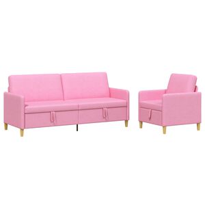 vidaXL Set di Divani con Storage 2 pz Rosa Poliestere