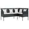 vidaXL Divano a Forma di L con Cuscini in Polyrattan Nero