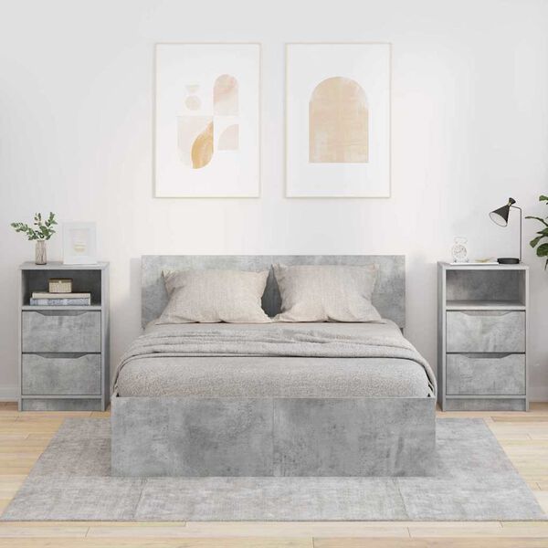 vidaXL Comodini con cassetto 2 pcs Grigio cemento 40 x 30 x 467 cm