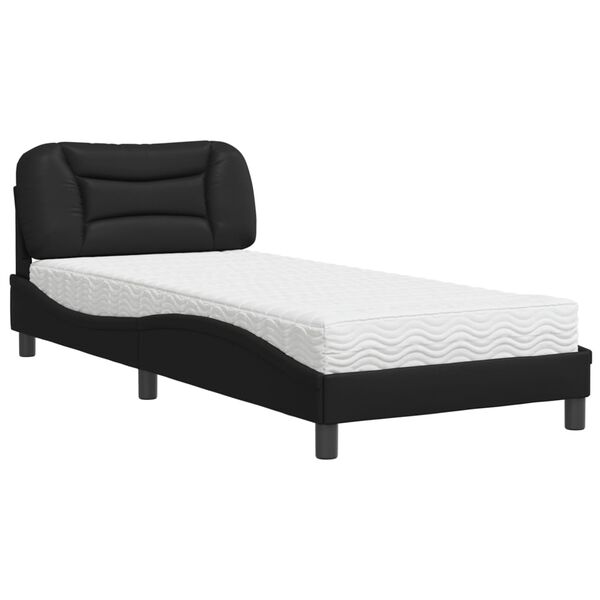 vidaXL Letto con Materasso Hvar Nero 90x190 cm in Similpelle
