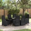 vidaXL Set da Pranzo per Giardino con cuscino 7 pcs Nero polyrattan