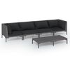 vidaXL Divani da Giardino 5 pz con Cuscini in Polyrattan Grigio Scuro