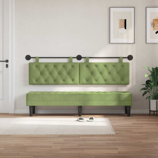 vidaXL Testata appesa Verde chiaro 170 x 55 x 7 cm Velluto