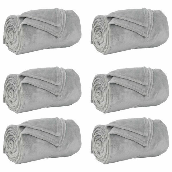 vidaXL Coperte da Pile 6 pcs Grigio 150 x 200 cm Panno