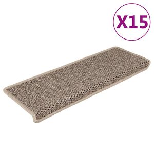 vidaXL Tappeti Adesivi Scale Aspetto Sisal 15 pz 65x21x4cm Beige Scuro