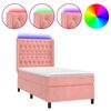 vidaXL Letto a Molle con Materasso e LED Rosa 90x190 cm in Velluto