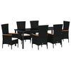 vidaXL Set da Pranzo per Giardino con cuscino 7 pcs Nero