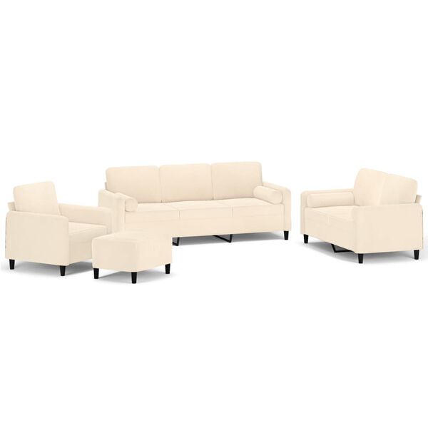 vidaXL Set di Divani 4 pz con Cuscini Decorativi Crema in Velluto