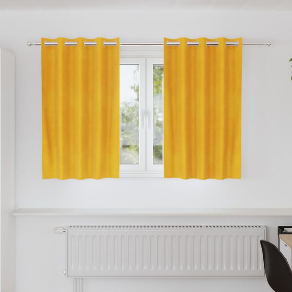 vidaXL Tende oscuranti 2 pcs Giallo senape 140 x 140 cm Velluto