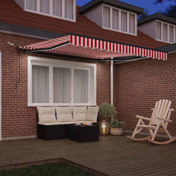 vidaXL Tessuto per Tenda con Rosso e Bianco 350 x 250 cm Poliestere