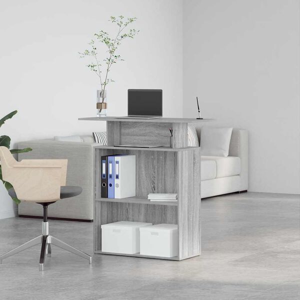 vidaXL Banco Reception Grigio Sonoma 100x40x104 cm Legno Multistrato