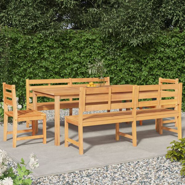 vidaXL Set da Pranzo per Giardino 5 pz in Legno Massello di Teak