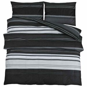 vidaXL 2 pz 200 x 220 cm + 80 x 80 cm 100% Cotton Black Stripes