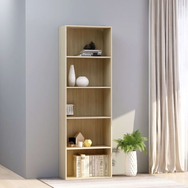 vidaXL Libreria 5 Ripiani Rovere Sonoma 60x30x189 cm Legno Multistrato
