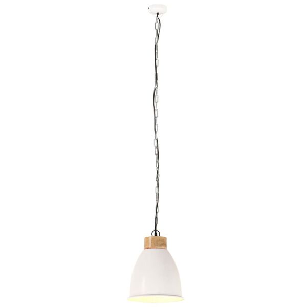 vidaXL Lampadario Industriale Bianco Ferro e Legno Massello 23 cm E27