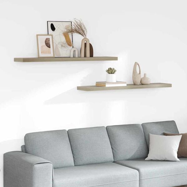 vidaXL Scaffali a Parete 2 pz Rovere 120x23,5x3,8 cm in MDF
