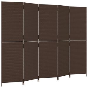 vidaXL Divisorio per Ambienti a 5 Pannelli Marrone in Polyrattan