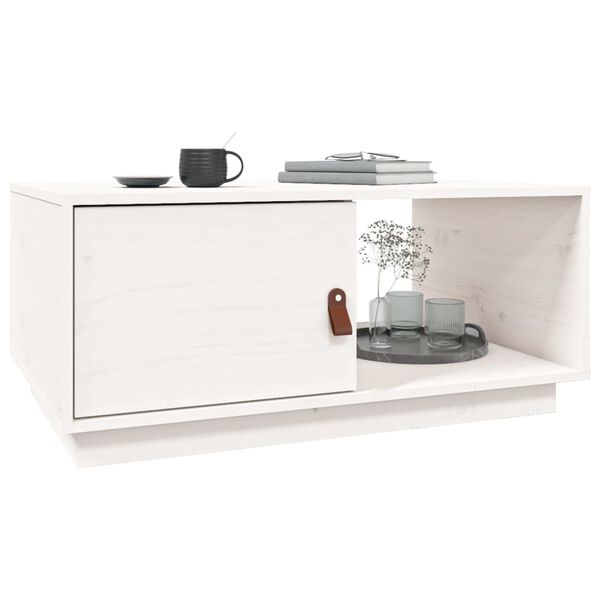 vidaXL Tavolino da Salotto Bianco 80x50x35,5 cm Legno Massello di Pino