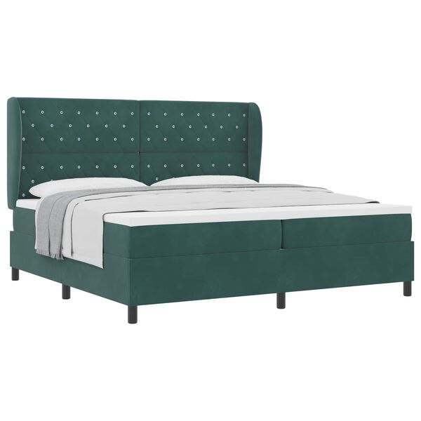 vidaXL Letto a molle con materasso Verde Scuro 200 x 200 cm Poliestere