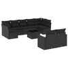 vidaXL Set Divani da Giardino 10pz con Cuscini in Polyrattan Nero