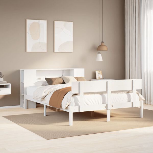 vidaXL Letto Libreria senza Materasso Bianco 120x190 cm Legno di Pino