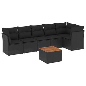 vidaXL Set Divani da Giardino con Cuscini 7pz Nero Polyrattan