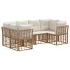 vidaXL Set di divani da esterno con cuscino 6 pcs Naturale Poliestere
