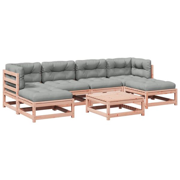vidaXL Set Divani Giardino 7 pz Cuscini Legno Massello Abete Douglas