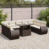 vidaXL Set Divani da Giardino 10pz con Cuscini in Polyrattan Marrone