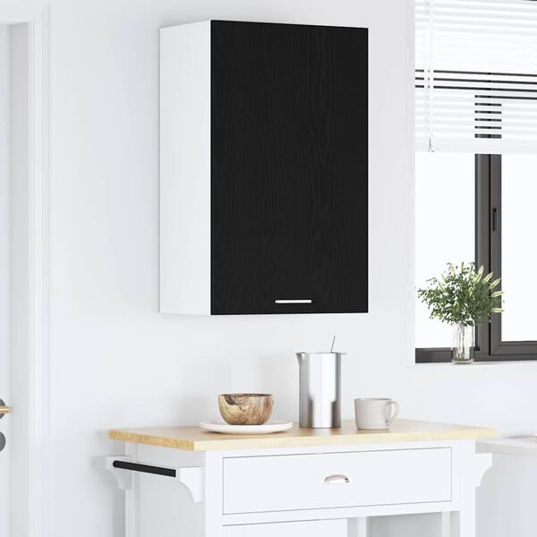 vidaXL Armadio pensile con porta Rovere Nero e Bianco 50 x 31 x 80 cm