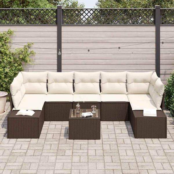 vidaXL Set Divano da Giardino 8 pcs Marrone Poly Rattan