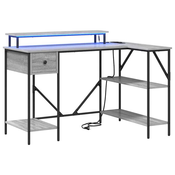 vidaXL Scrivania Grigio Sonoma 120 x 79 x 86,5 cm Legno multistrato