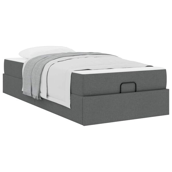 vidaXL Struttura letto con materasso 2 pcs Grigio Sfumato Tessuto