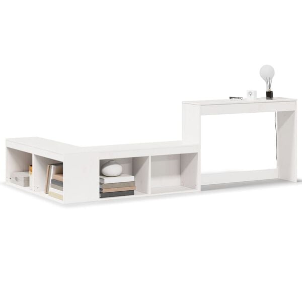 vidaXL Comodino con Scrivania Bianco 222x107x75 cm in Legno di Pino
