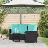 vidaXL Divano da giardino 2 pcs Nero e Turchese Poly Rattan