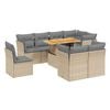 vidaXL Set Divano da Giardino 9 pz con Cuscini Beige in Polyrattan