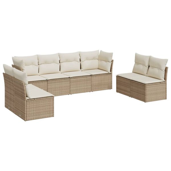vidaXL Set Divano da Giardino 8 pz con Cuscini Beige in Polyrattan